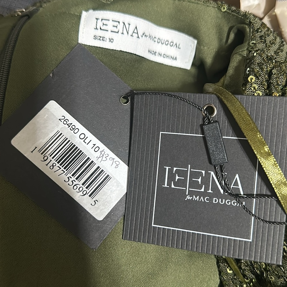 NWT Ieena for Mac Duggal Sequin Long Sleeve Faux Wrap Gown - Picture 4 of 11